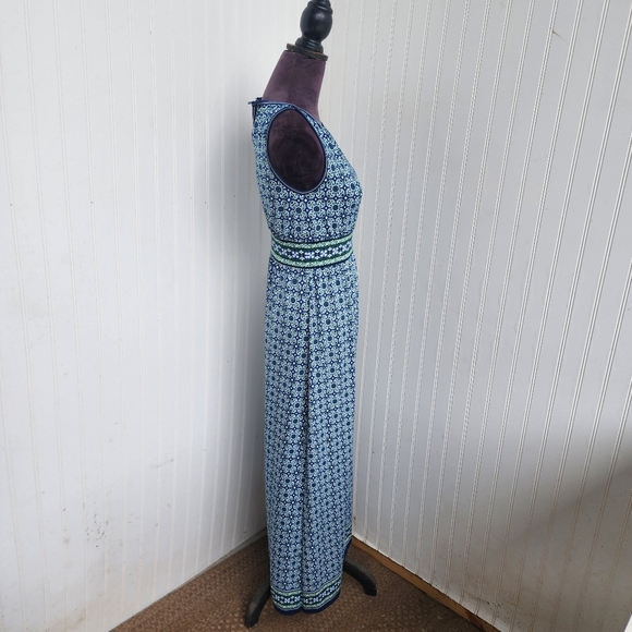 Max Studio Maxi Dress Sleeveless Blue Green Tile Print Womens Stretch Sz S - Picture 5 of 15